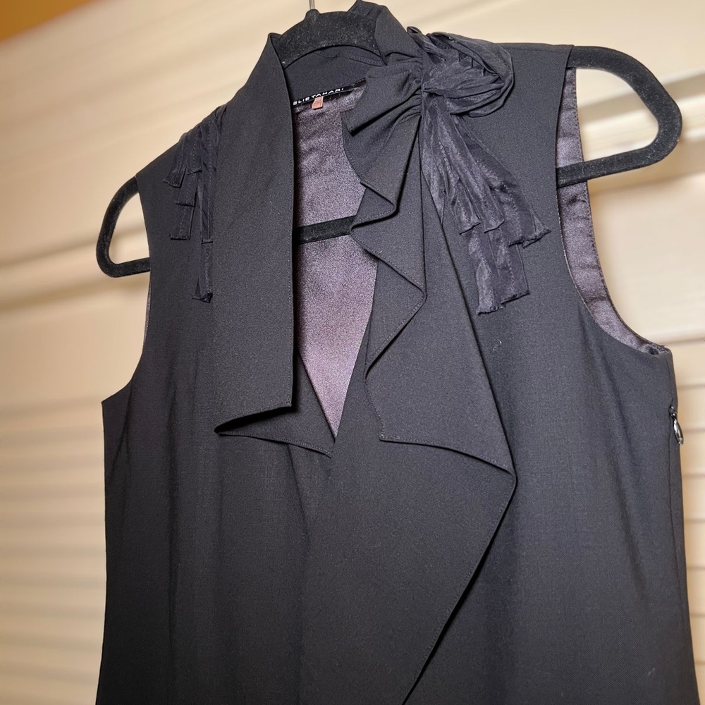 Elie Tahari Sleeveless Wool Dress Blazer Asymmetrical Ruffle Neckline size 2 - Picture 8 of 11